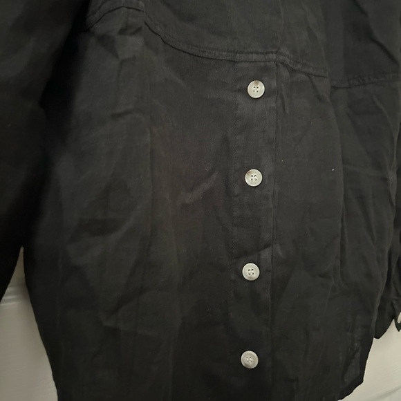 NWT XCVI Long-Sleeve Button Linen Blouse- Dark Grey/Black Size Medium - Picture 5 of 7
